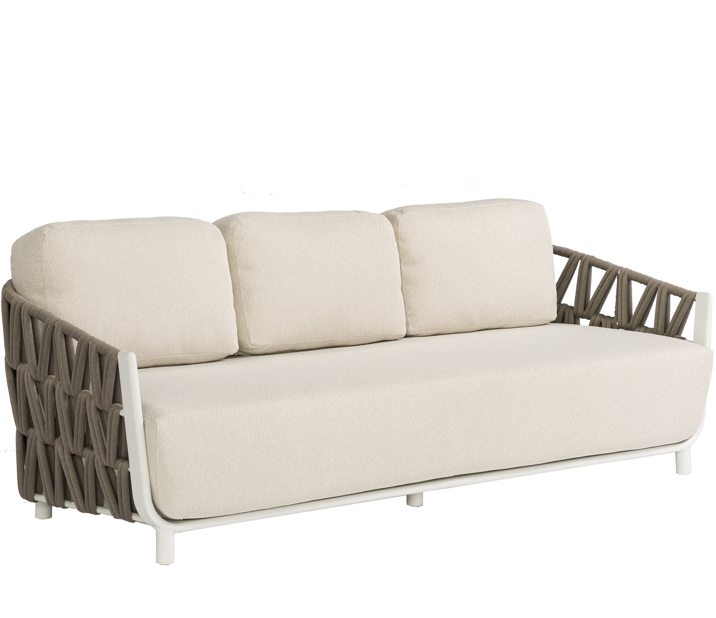 Sofá 3 plazas Carson aluminio blanco textil beige