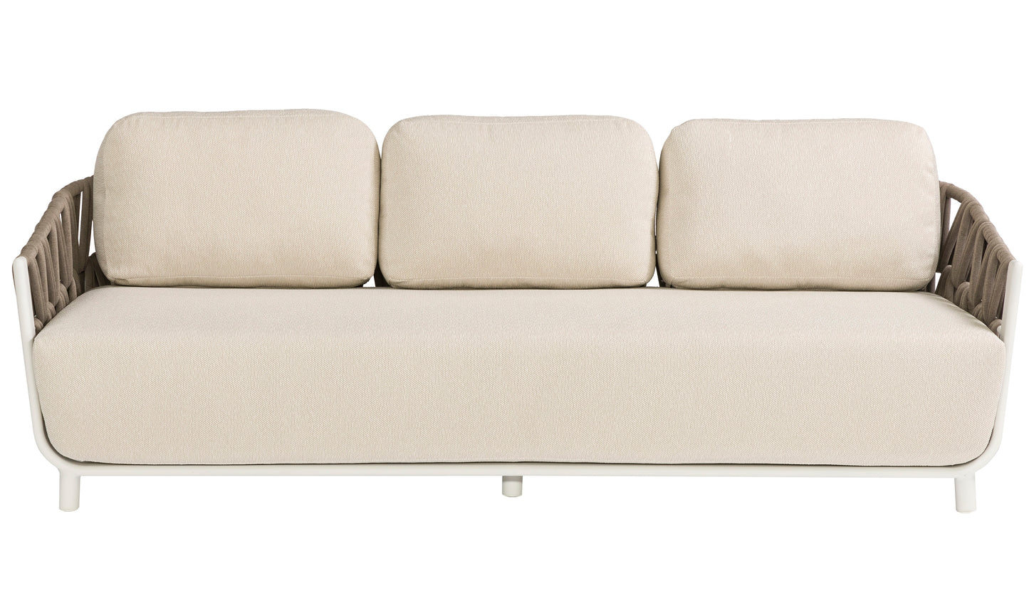 Sofá 3 plazas Carson aluminio blanco textil beige