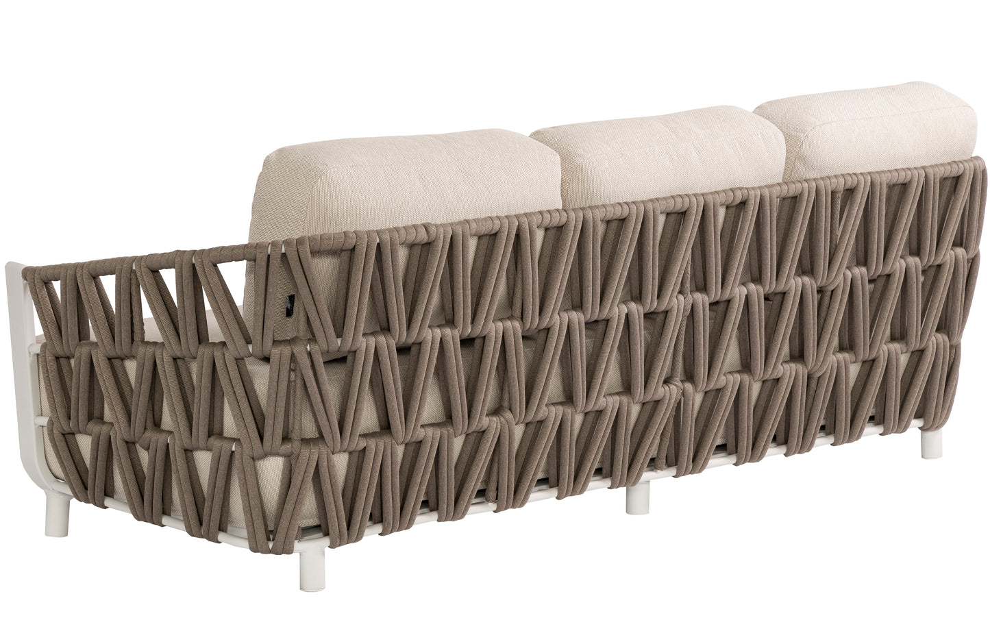 Sofá 3 plazas Carson aluminio blanco textil beige