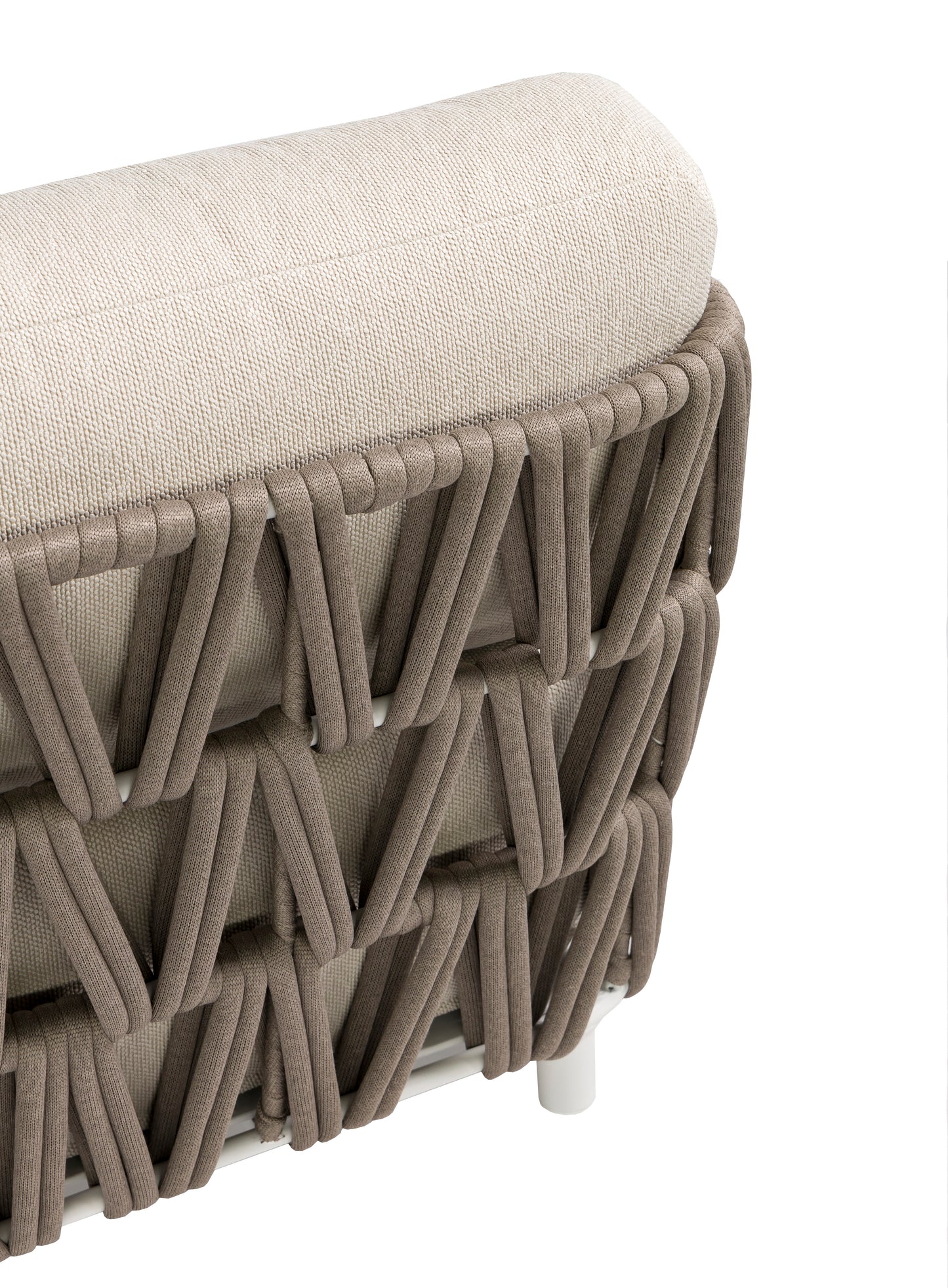 Sofá 3 plazas Carson aluminio blanco textil beige