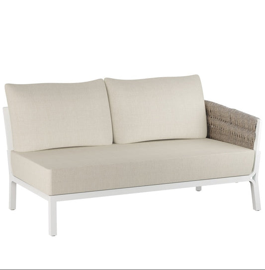 Módulo de 2 plazas Anmore brazo derecho aluminio blanco textil  greige (VF)