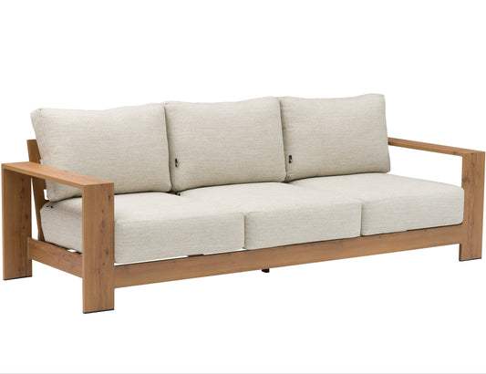 Sofá 3 plazas Java 240x85x75 cm aluminio efecto teca natural