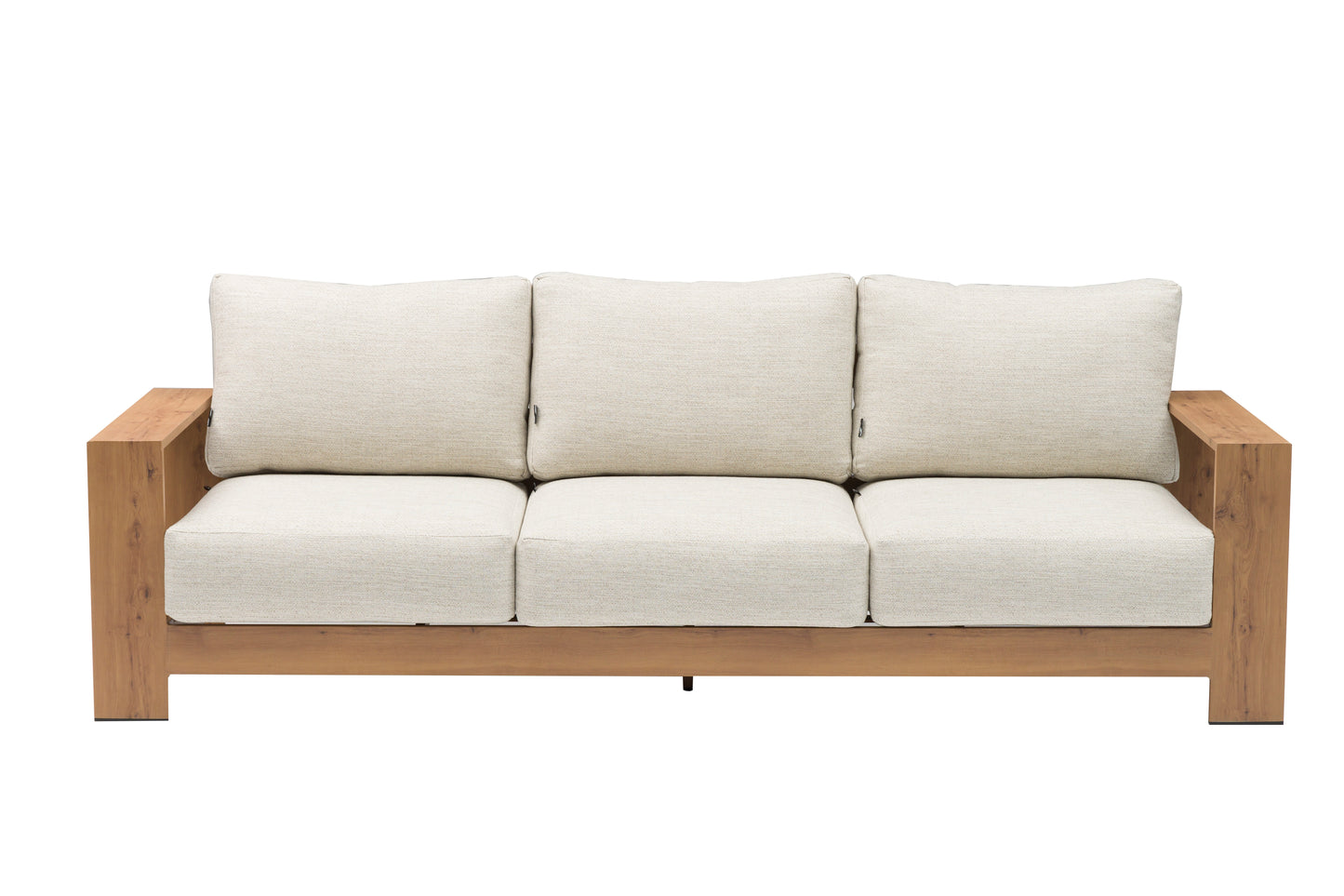 Sofá 3 plazas Java 240x85x75 cm aluminio efecto teca natural