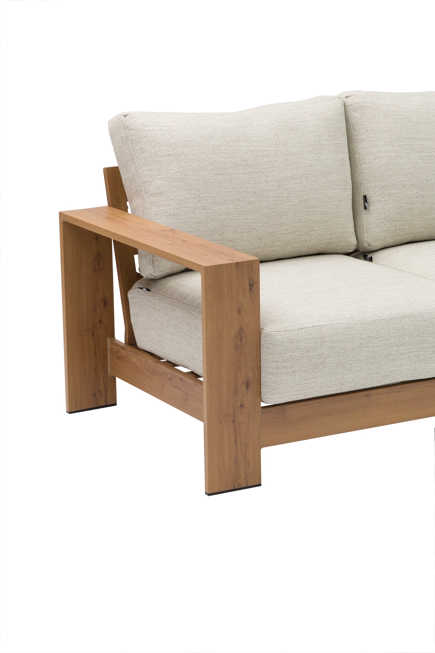 Sofá 3 plazas Java 240x85x75 cm aluminio efecto teca natural