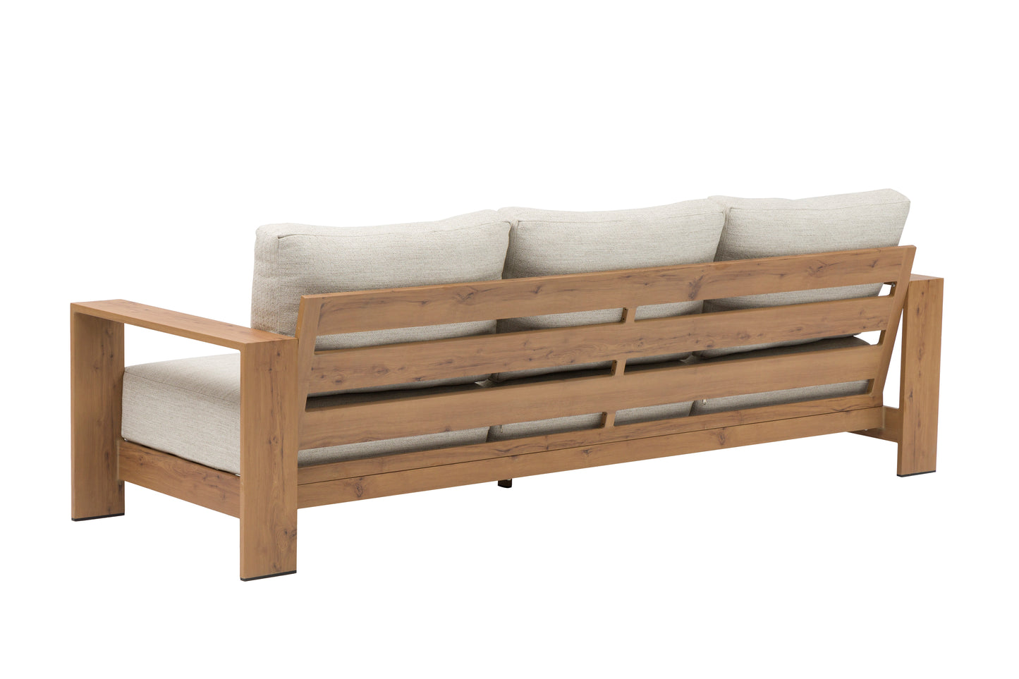 Sofá 3 plazas Java 240x85x75 cm aluminio efecto teca natural