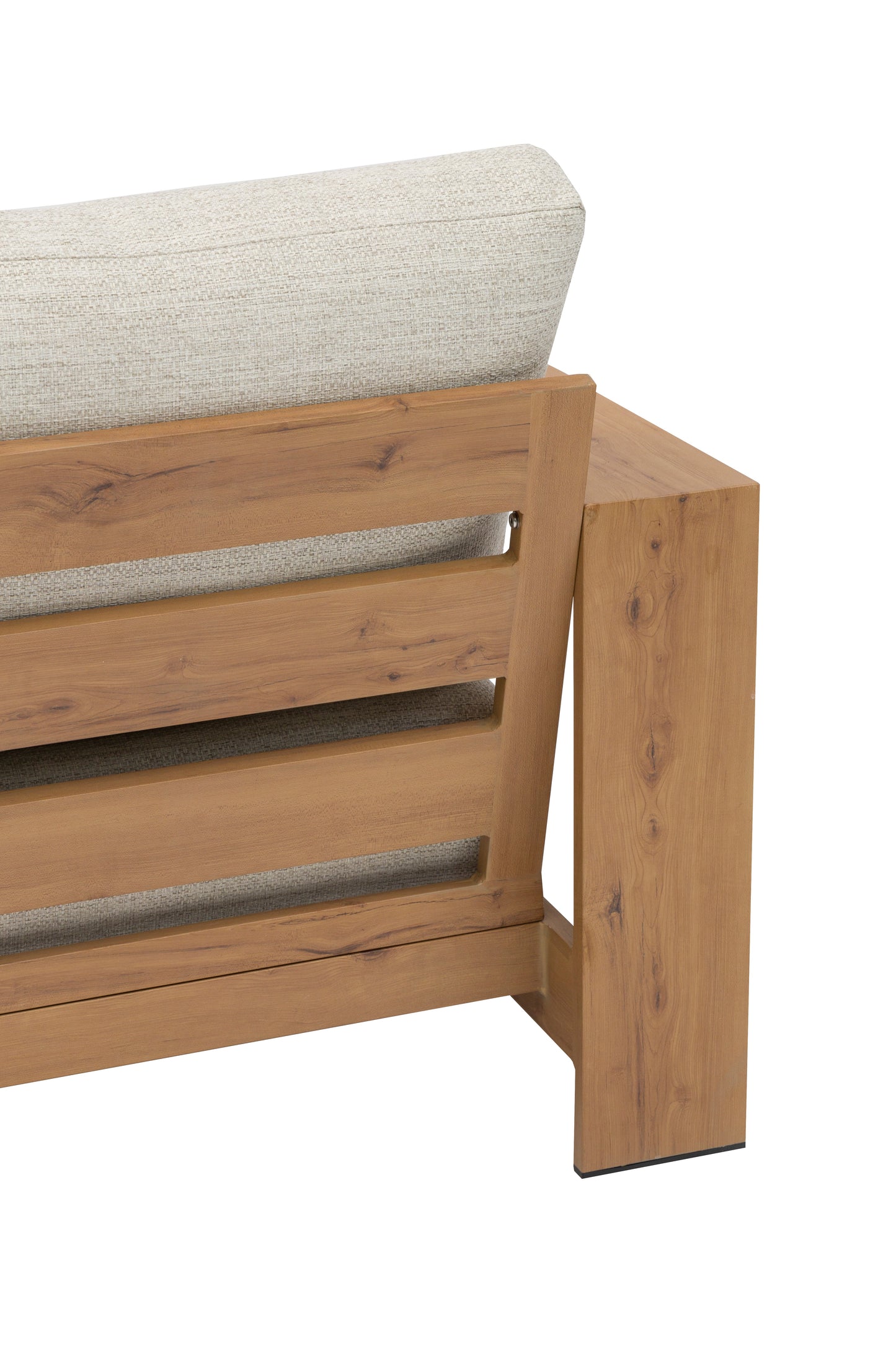 Sofá 3 plazas Java 240x85x75 cm aluminio efecto teca natural