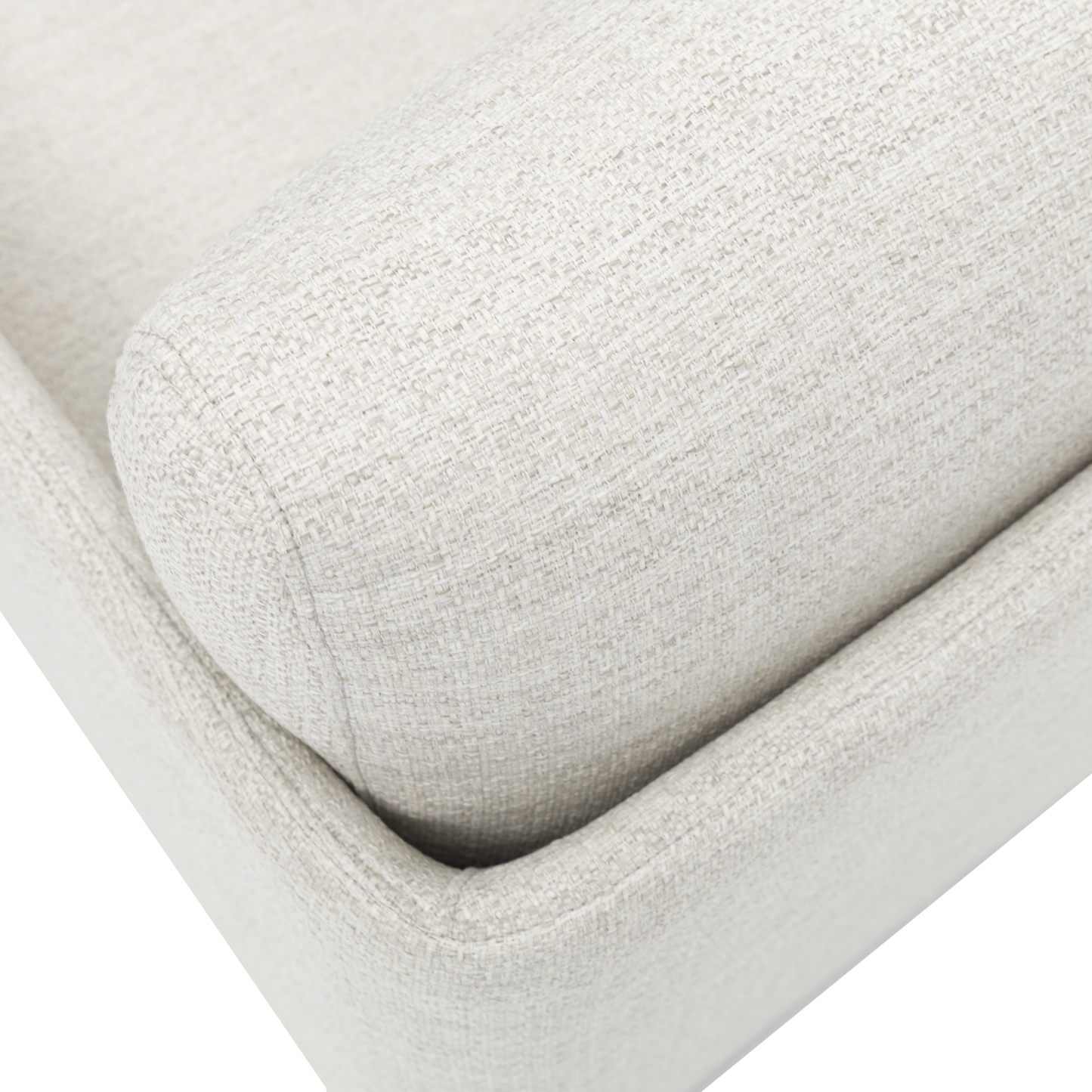 Sofá 3 plazas Corfu aluminio blanco y textil beige.