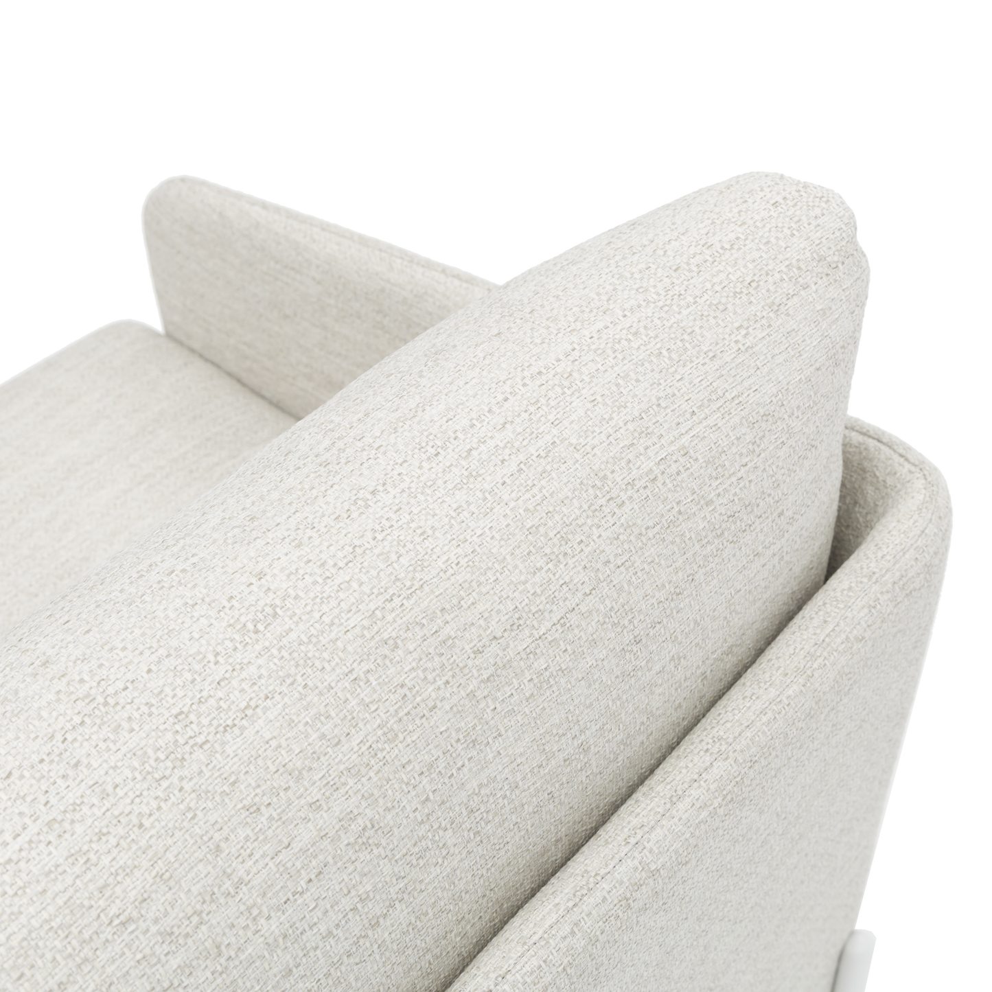 Sofá 3 plazas Corfu aluminio blanco y textil beige.