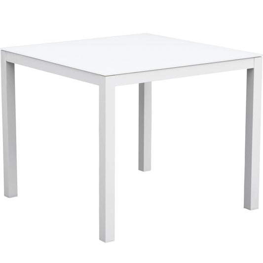 Mesa de comedor Adin 90*90 cm aluminio y cristal blanco
