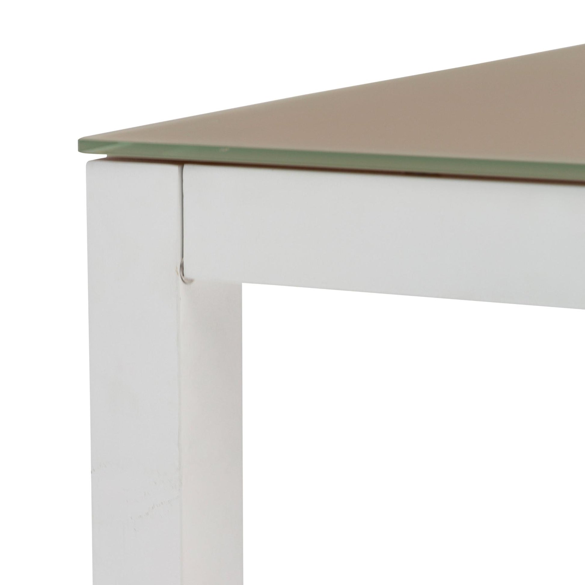 Mesa de comedor Adin 90*90 cm aluminio blanco y cristal taupe