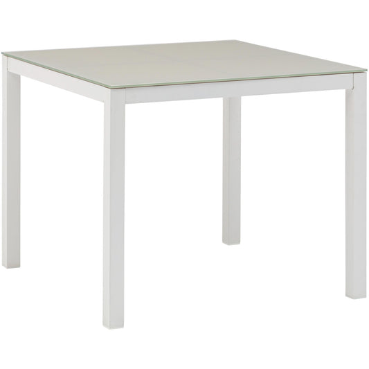 Mesa de comedor Adin 90*90 cm aluminio blanco y cristal gris claro