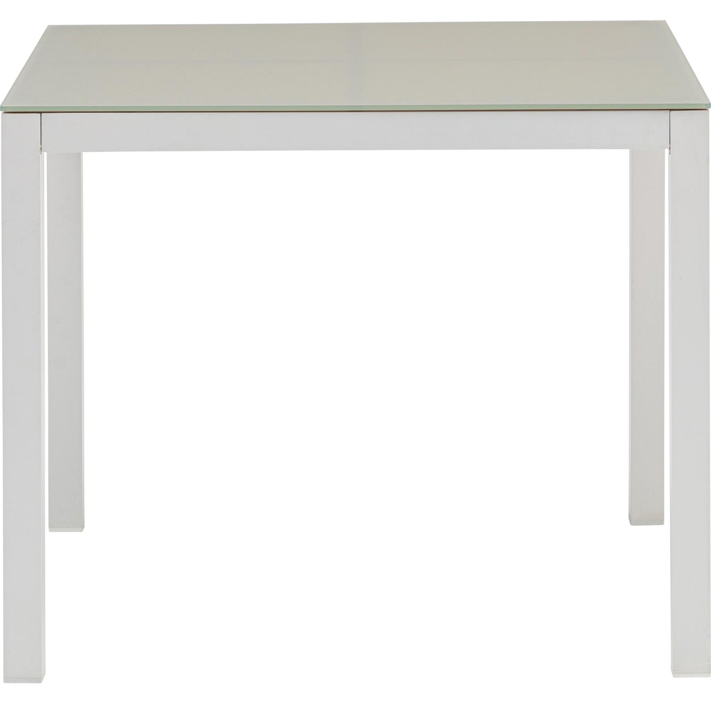 Mesa de comedor Adin 90*90 cm aluminio blanco y cristal gris claro