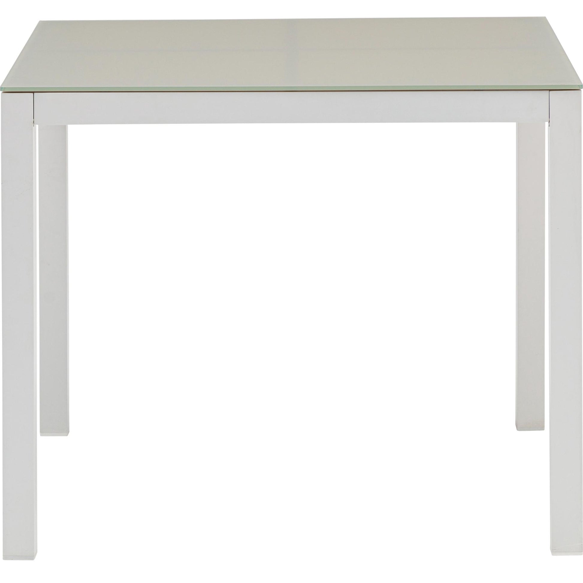 Mesa de comedor Adin 90*90 cm aluminio blanco y cristal gris claro