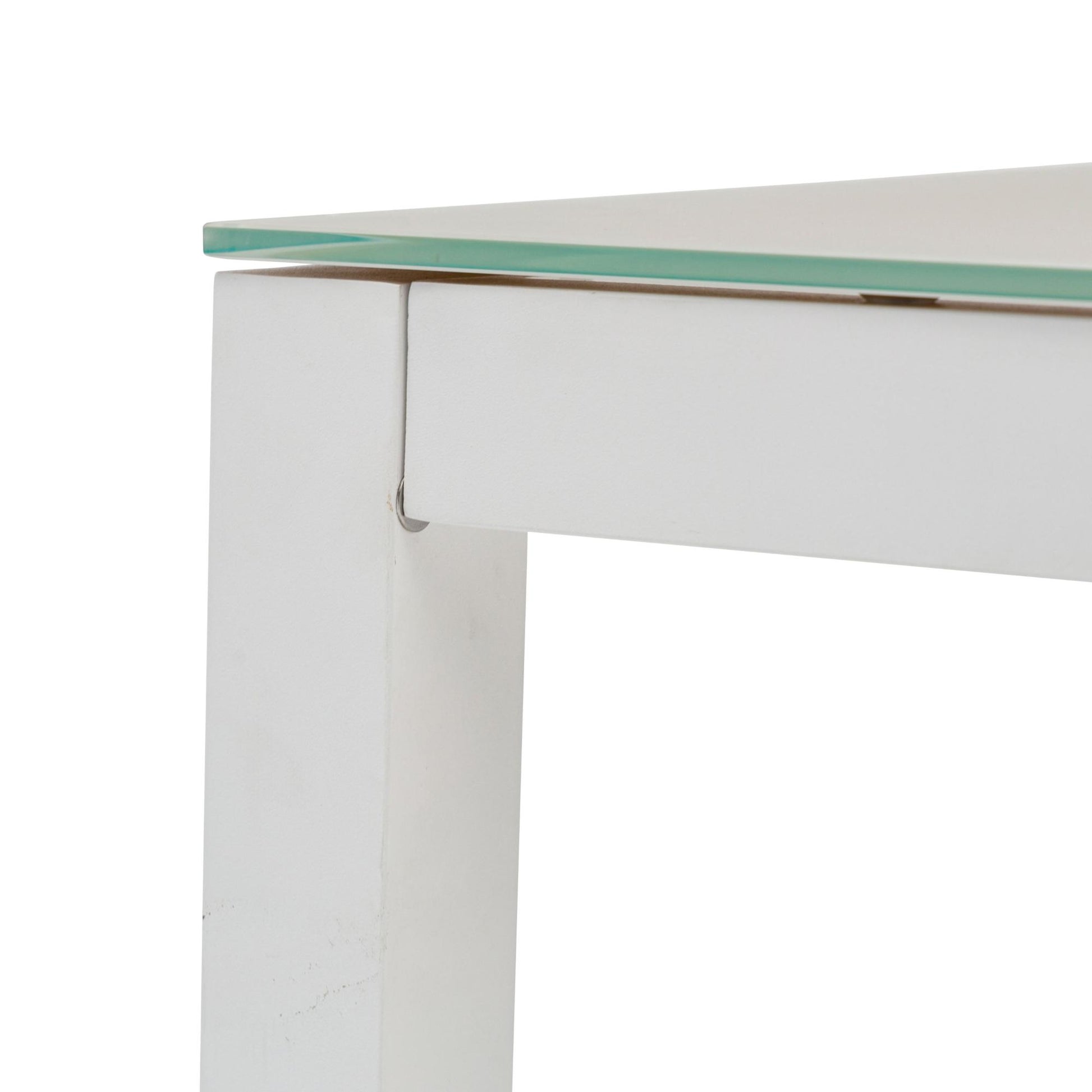 Mesa de comedor Adin 90*90 cm aluminio blanco y cristal gris claro