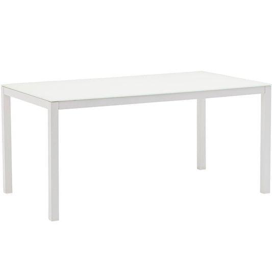 Mesa de comedor Adin 160*90 cm aluminio y cristal blanco