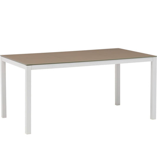 Mesa de comedor Adin 160*90 cm aluminio blanco y cristal taupe
