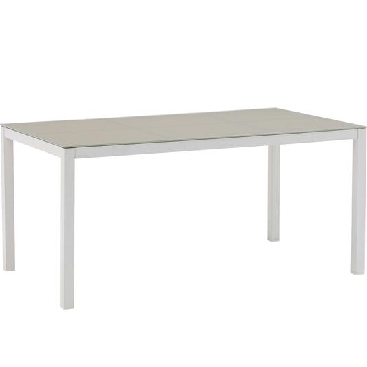 Mesa de comedor Adin 160*90 cm aluminio blanco y cristal gris claro