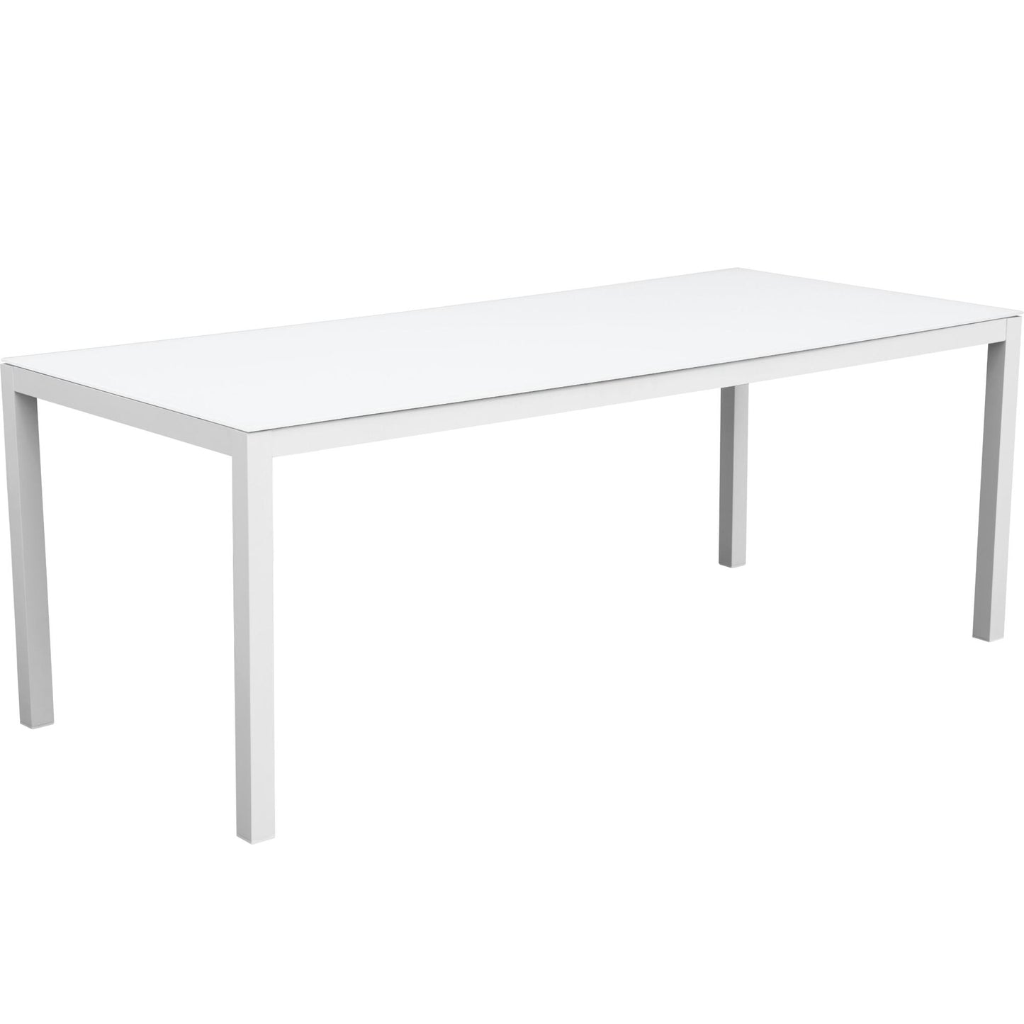 Mesa de comedor Adin 200*90 cm aluminio y cristal blanco