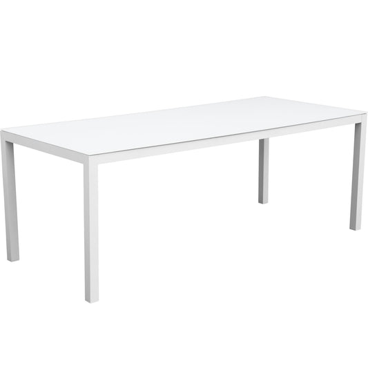 Mesa de comedor Adin 200*90 cm aluminio y cristal blanco