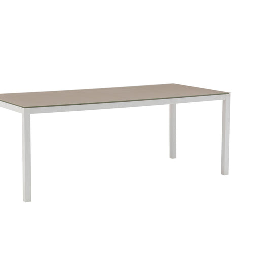 Mesa de comedor Adin 200*90 cm aluminio blanco cristal taupe