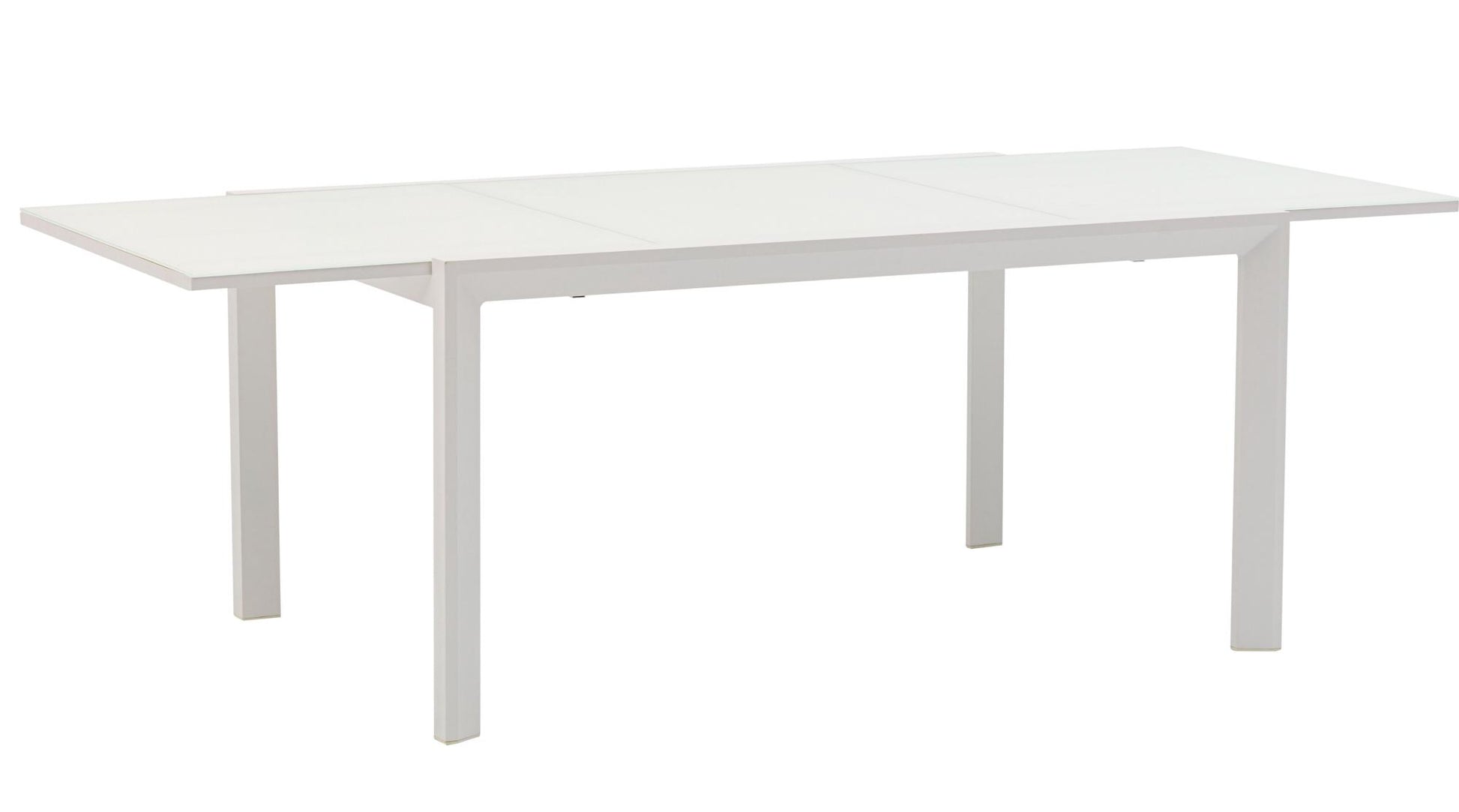 Mesa extensible ORICK 100*150/225 cm aluminio y cristal blanco