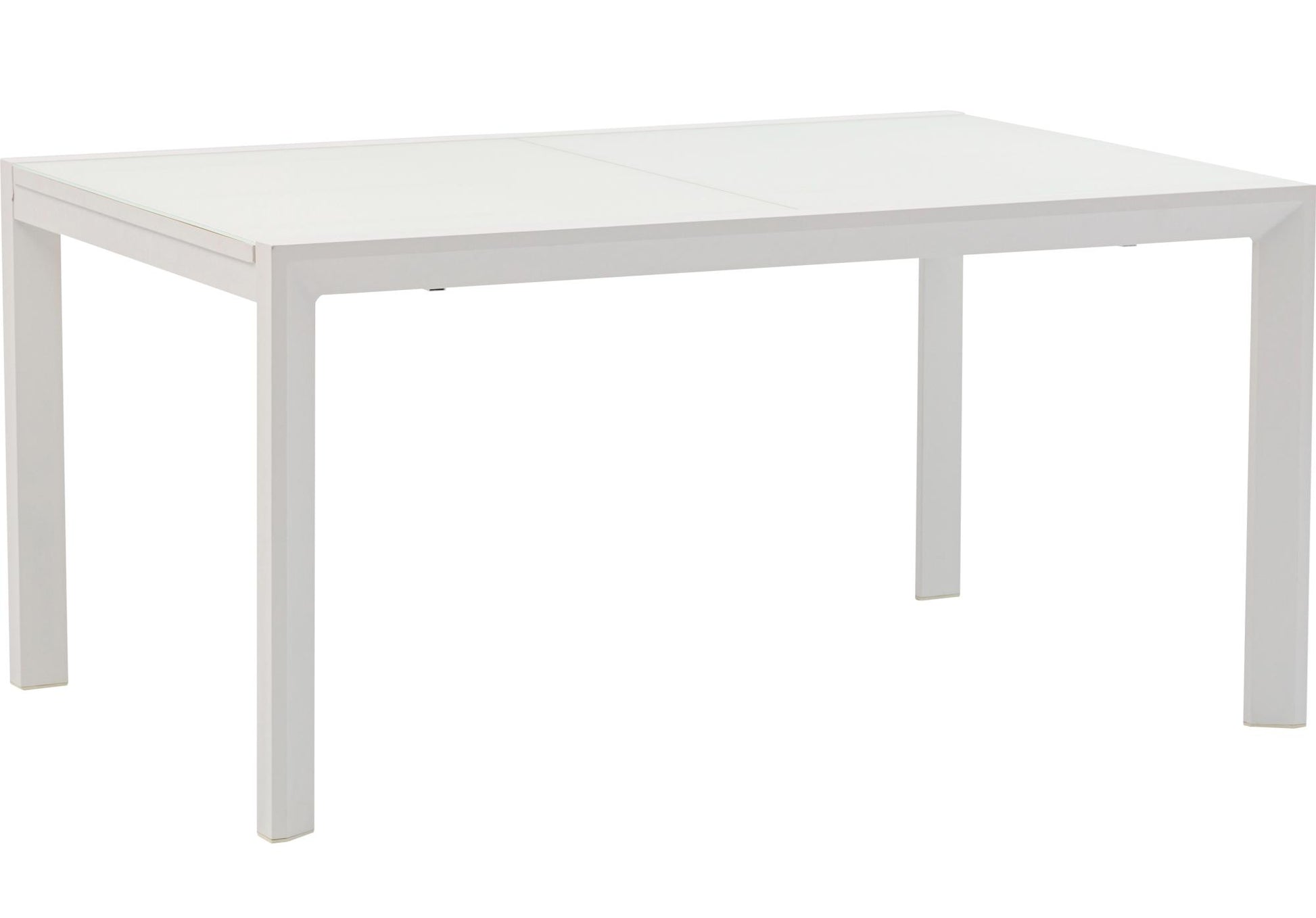 Mesa extensible ORICK 100*150/225 cm aluminio y cristal blanco