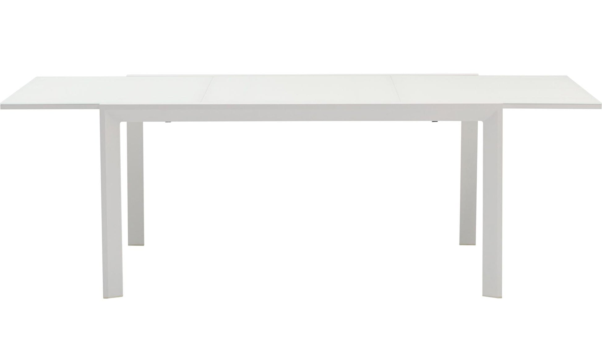 Mesa extensible ORICK 100*150/225 cm aluminio y cristal blanco