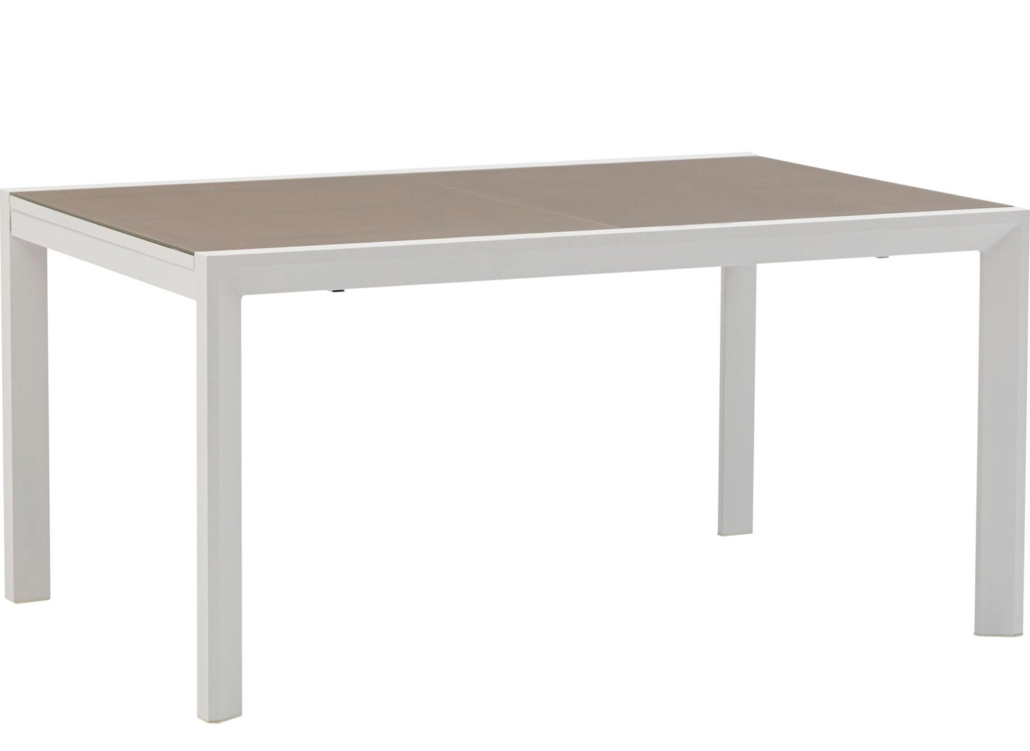 Mesa extensible ORICK 100*150/225 cm aluminio blanco y cristal taupe