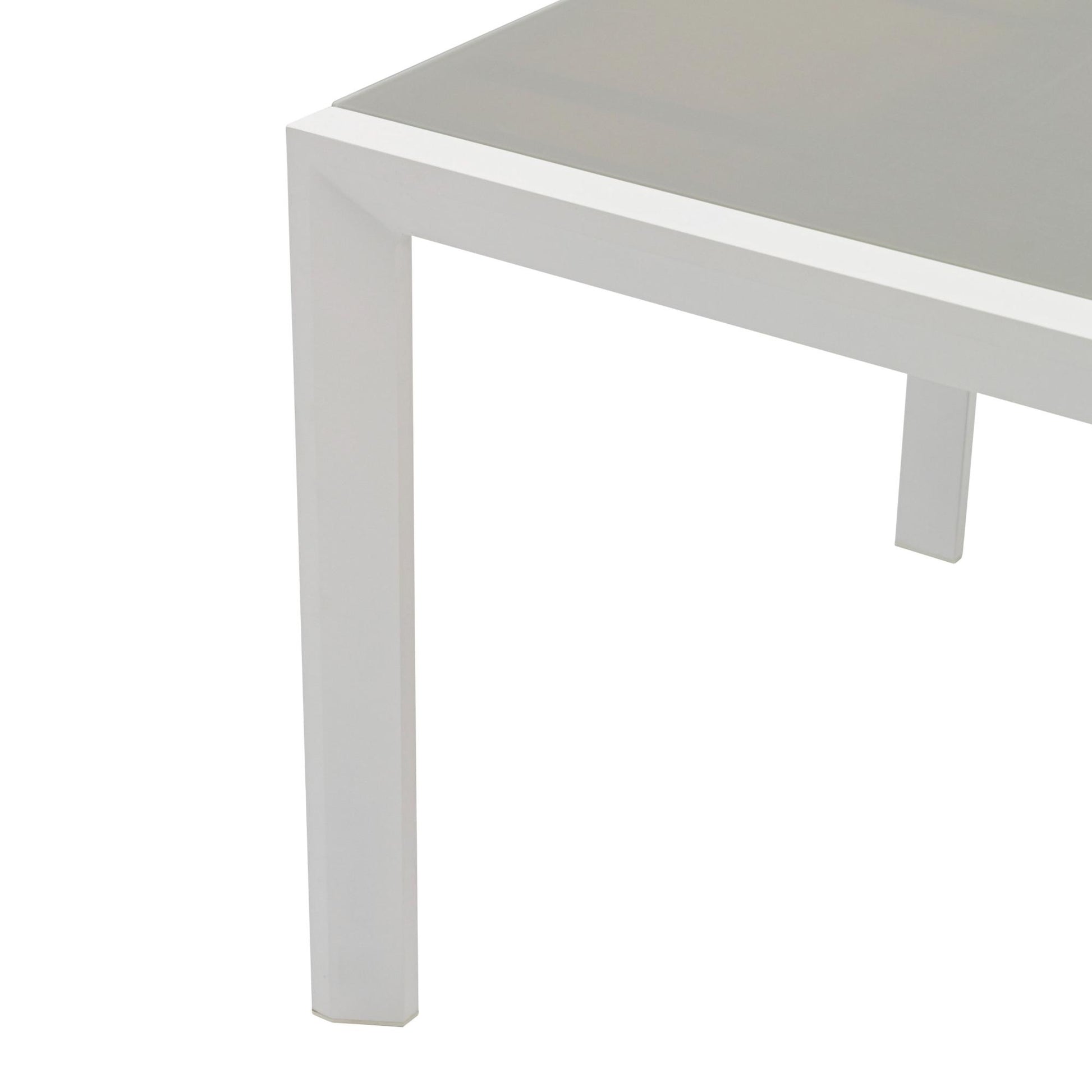 Mesa extensible ORICK 100*150/225 cm aluminio blanco y cristal gris claro