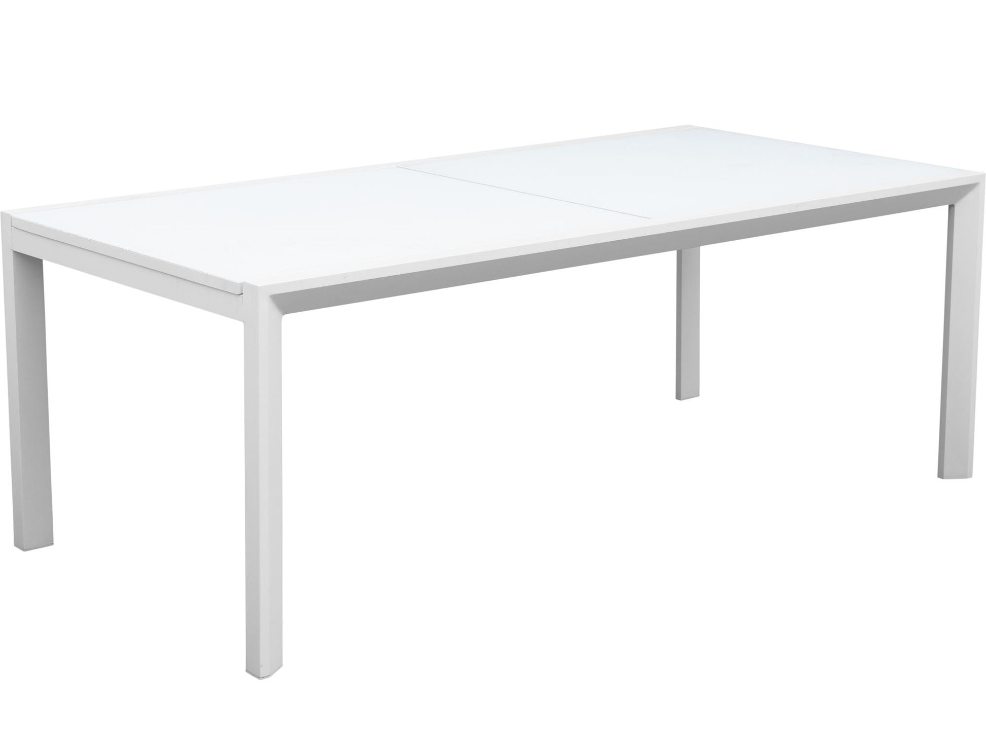 Mesa extensible ORICK 100*200/300 cm aluminio y cristal blanco