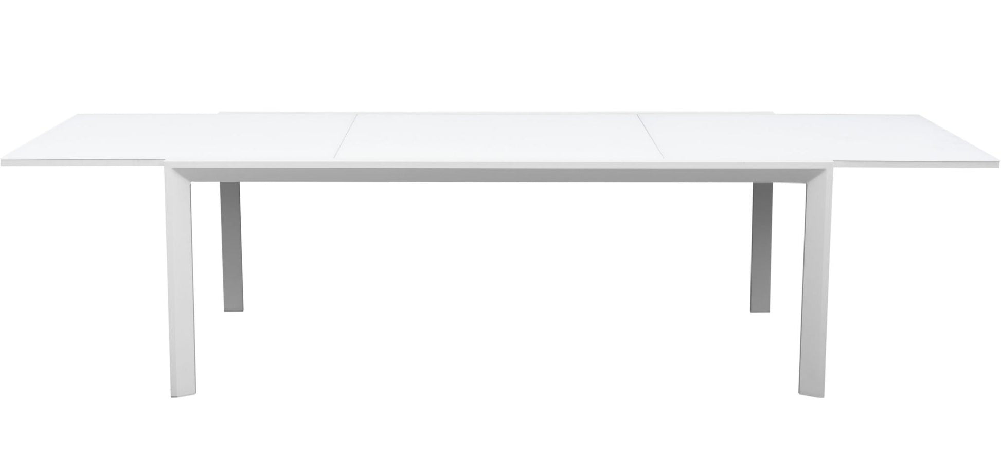 Mesa extensible ORICK 100*200/300 cm aluminio y cristal blanco