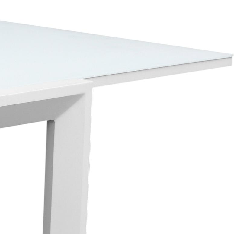 Mesa extensible ORICK 100*200/300 cm aluminio y cristal blanco