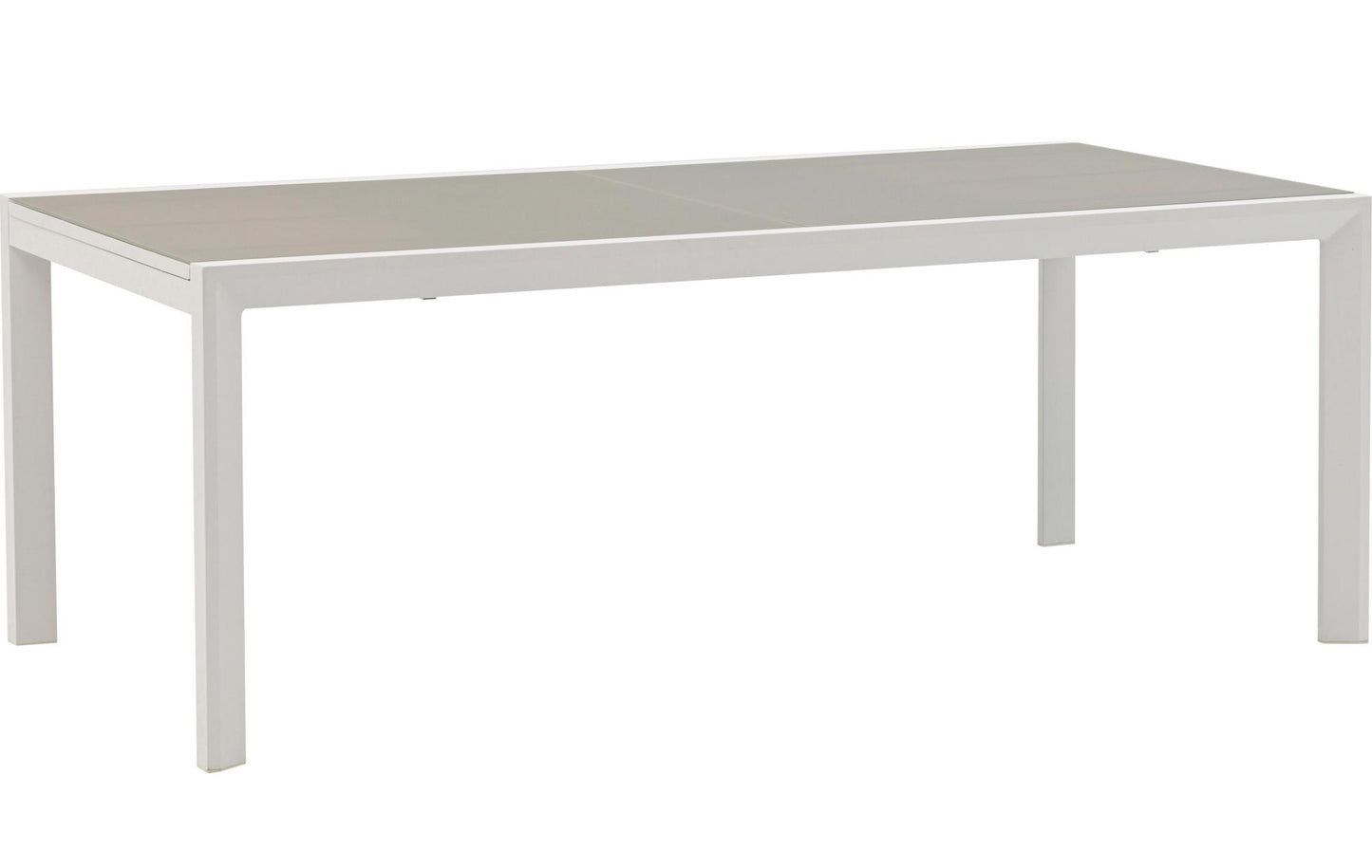Mesa extensible ORICK 100*200/300 cm aluminio blanco y cristal gris claro