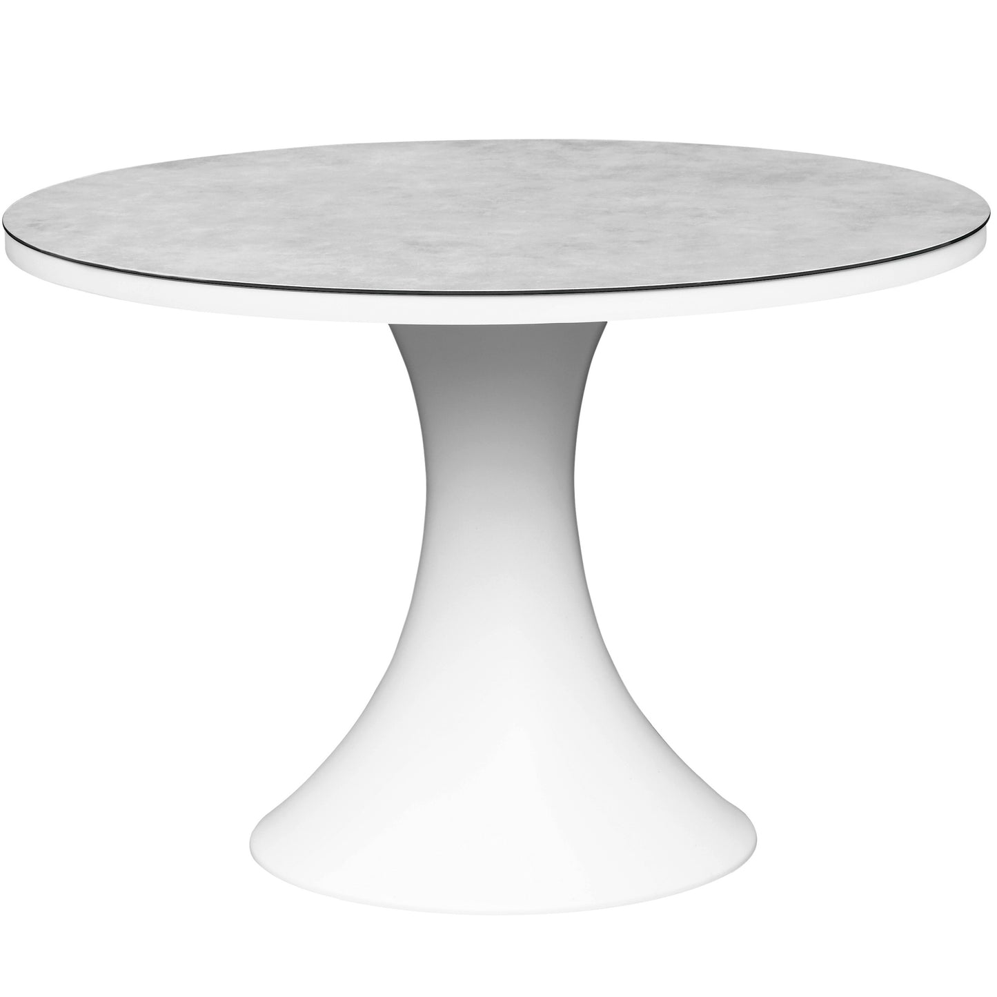 Mesa de comedor Jenner 110 cm aluminio blanco y top cristal cerámico gris claro