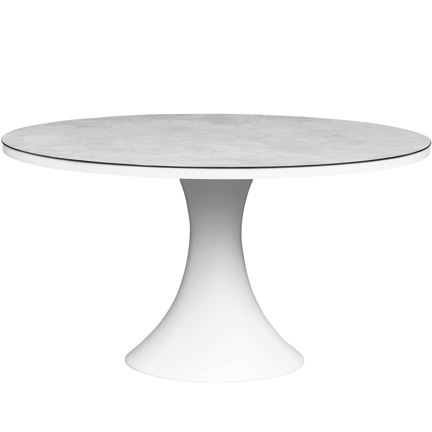 Mesa de comedor Jenner 135 cm aluminio blanco y top cristal cerámico gris claro