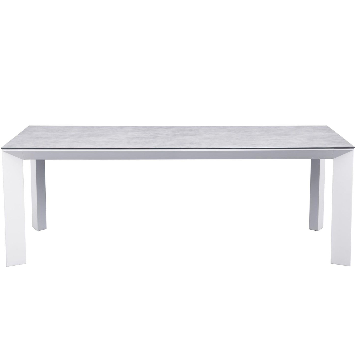 Mesa de comedor Onix 210*90 cm aluminio blanco cristal cerámico gris claro
