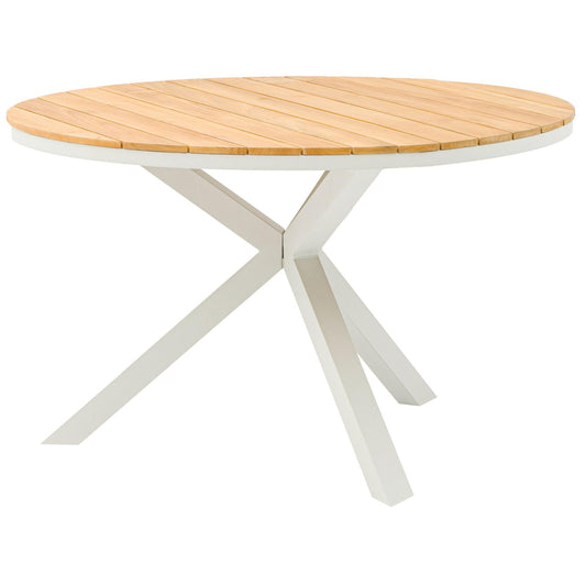 Mesa redonda Sidney aluminio blanco - teca Ø 120 cm