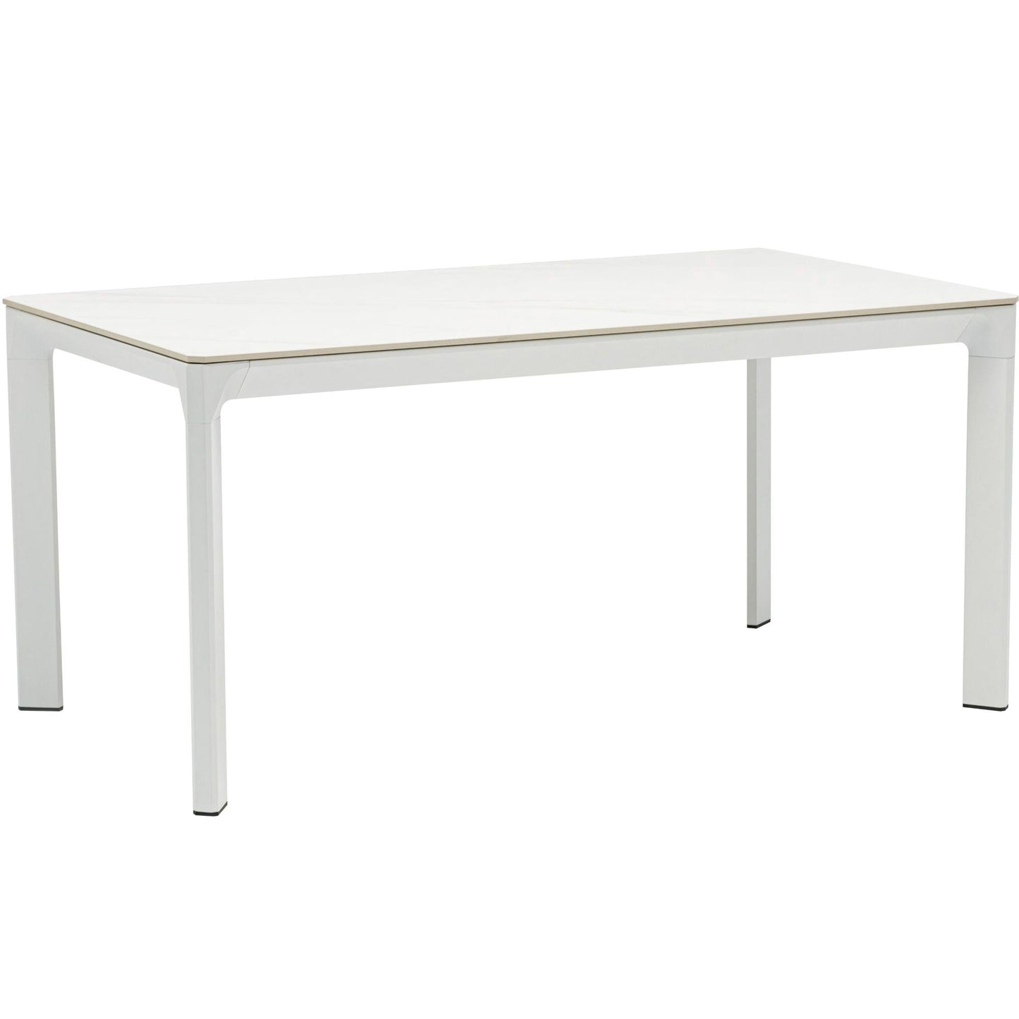 Mesa de comedor Boori 160x90 aluminio blanco top mesa porcelánico blanco