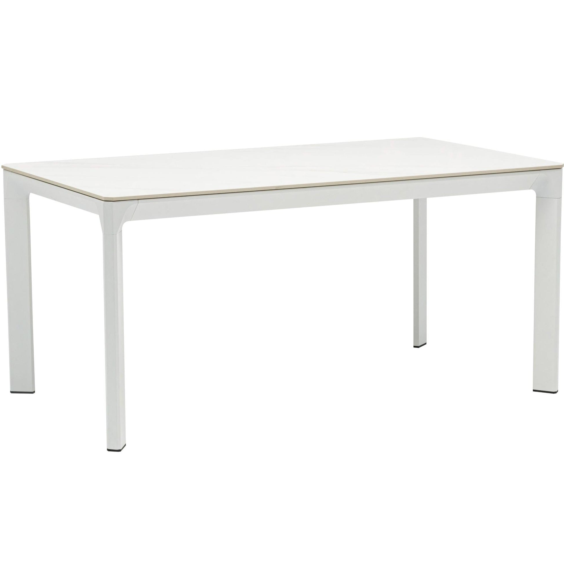 Mesa de comedor Boori 160x90 aluminio blanco top mesa porcelánico blanco