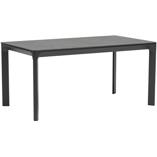 Mesa de comedor Boori 160x90 aluminio antracita top mesa porcelánico negro