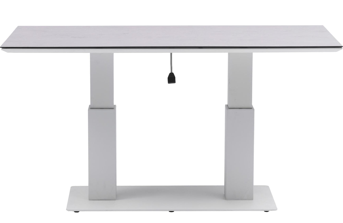 Mesa elevable Isabela 140x75x50/74  aluminio blanco con cristal cerámico gris claro