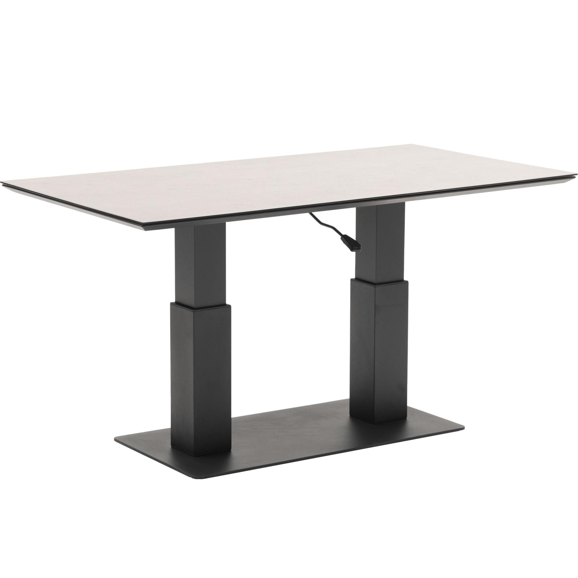 Mesa elevable Isabela 140x75x50/74  aluminio antracita con cristal cerámico gris claro.
