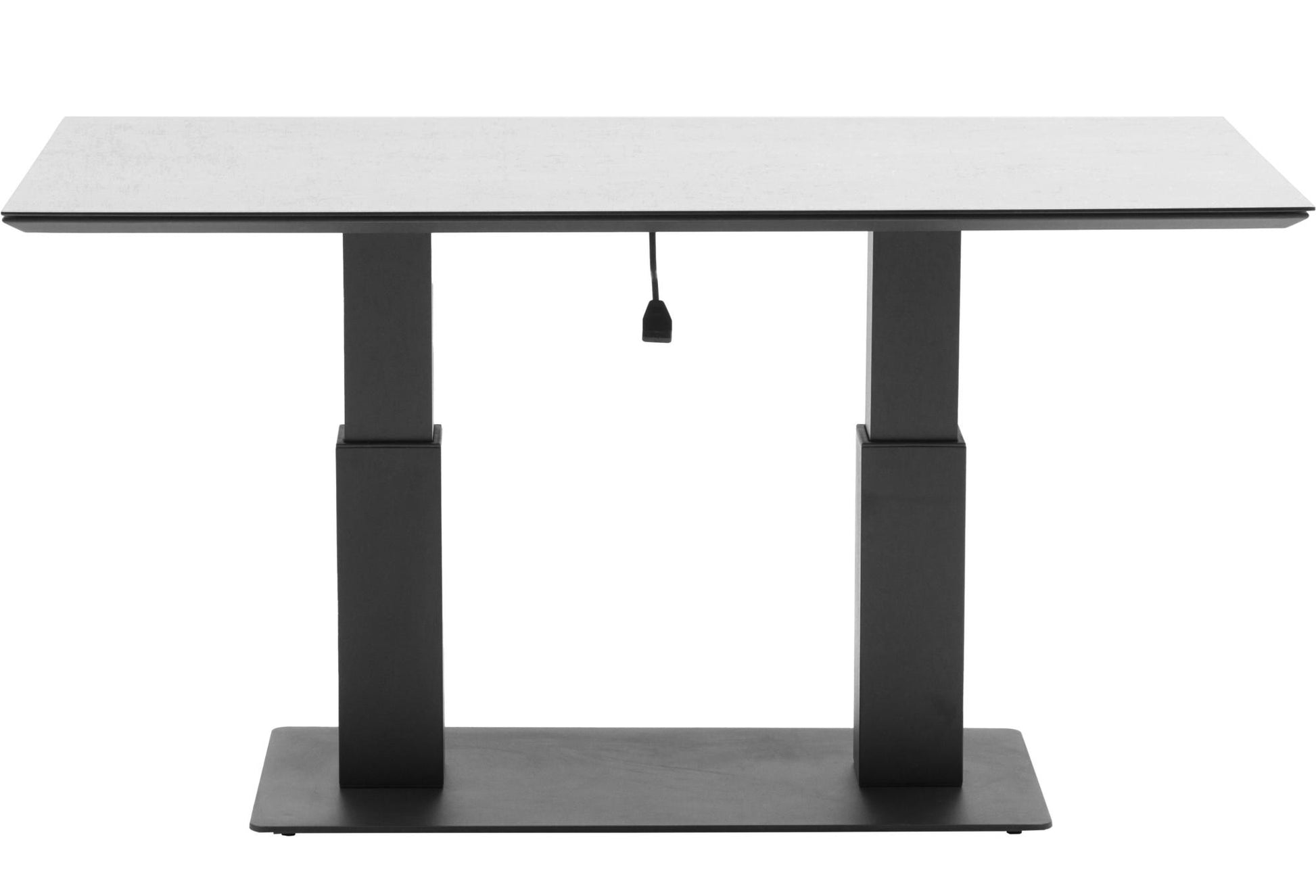 Mesa elevable Isabela 140x75x50/74  aluminio antracita con cristal cerámico gris claro.