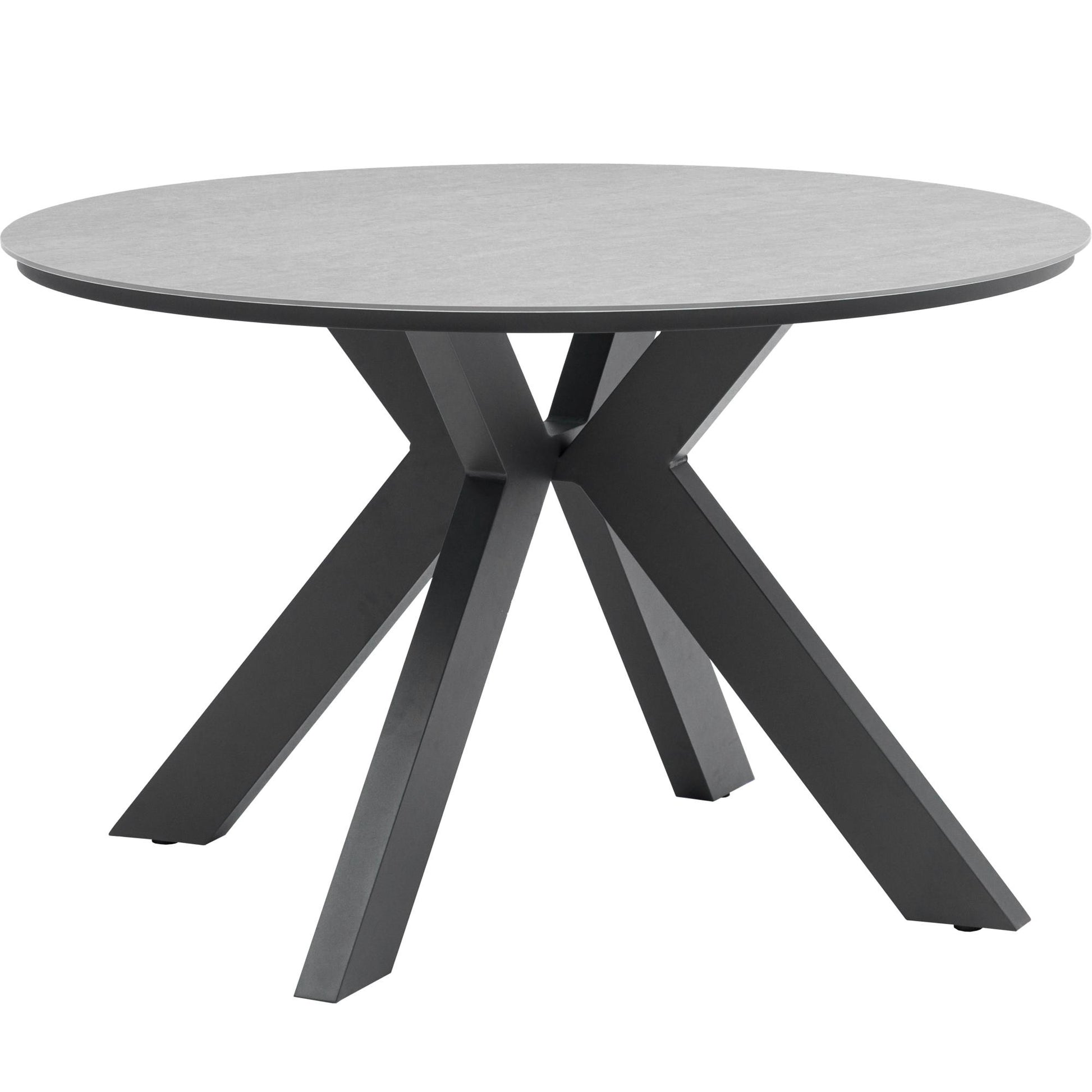 Mesa redonda Bais Ø 120x75 cm aluminio antracita y top mesa porcelánico gris medio