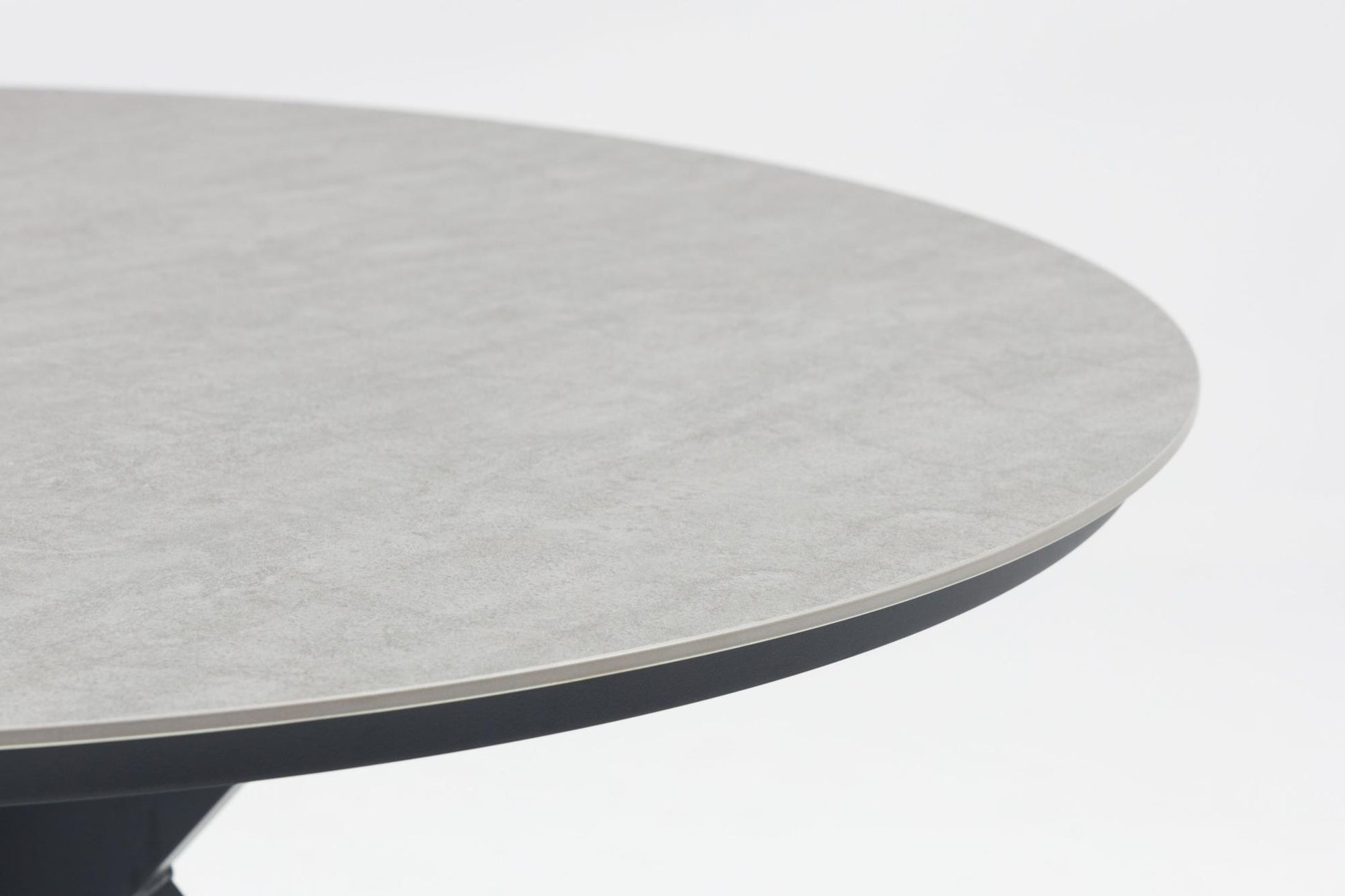 Mesa redonda Bais Ø 120x75 cm aluminio antracita y top mesa porcelánico gris medio
