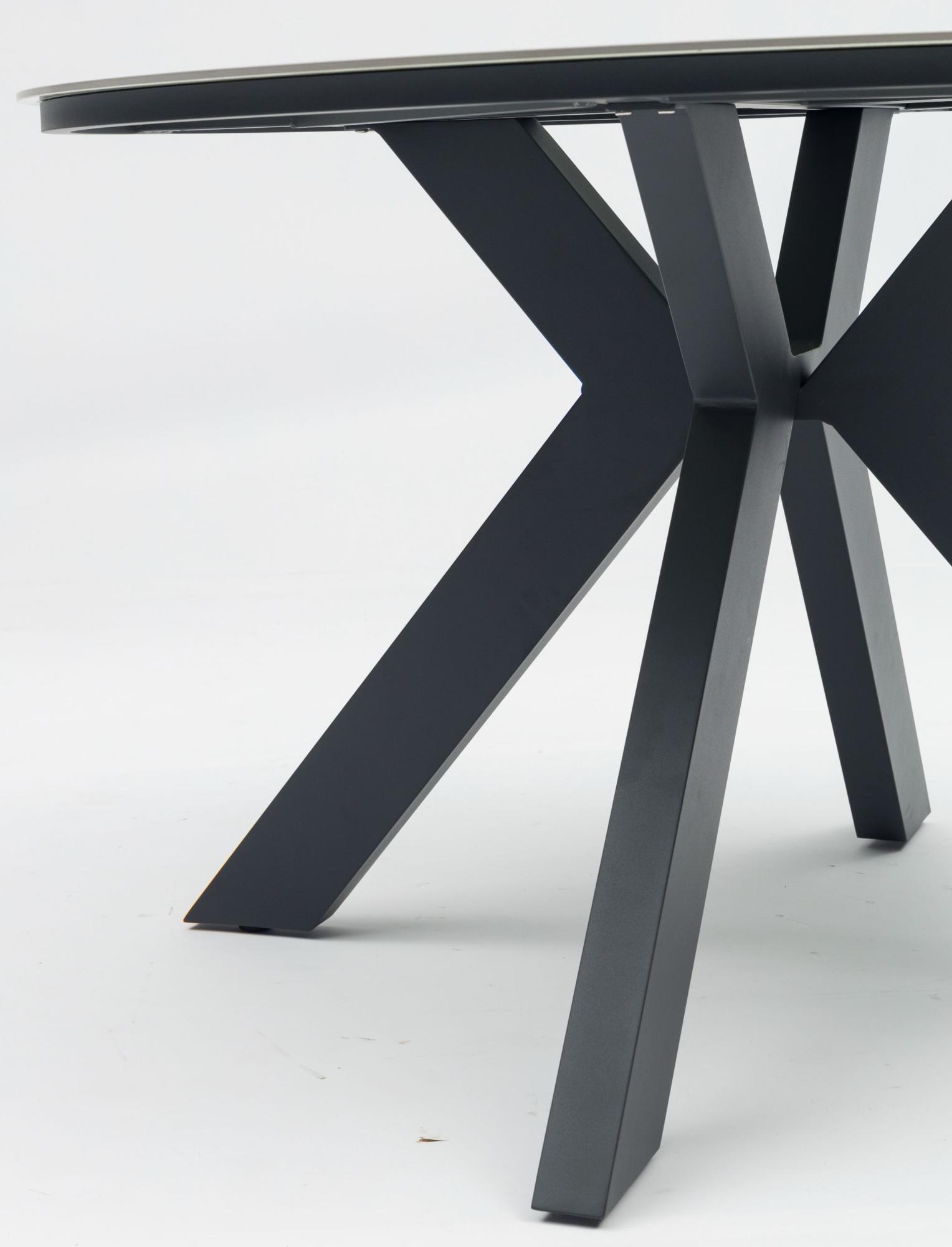 Mesa redonda Bais Ø 120x75 cm aluminio antracita y top mesa porcelánico gris medio