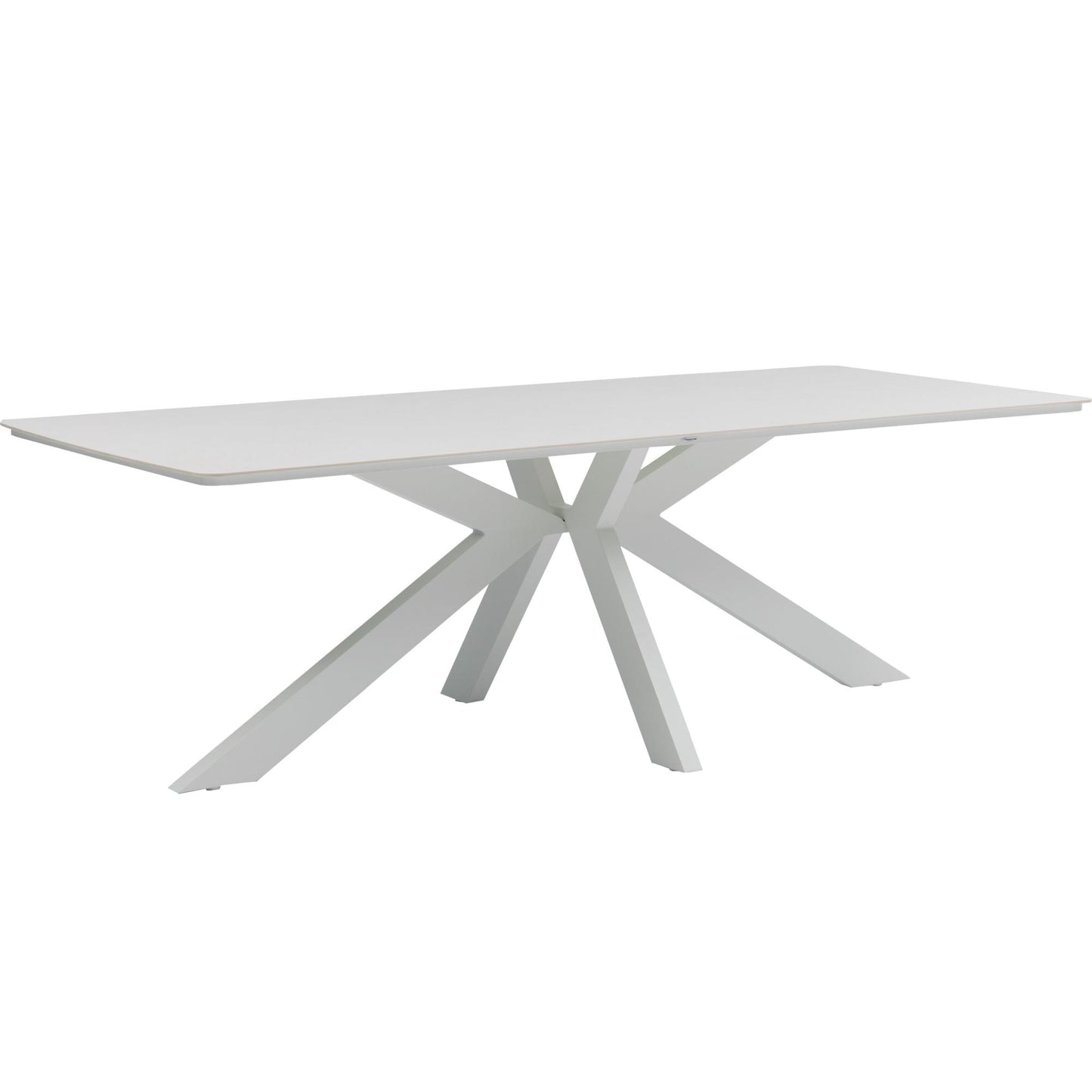 Mesa rectangular Bais 240x100 cm aluminio blanco y top cerámico beige