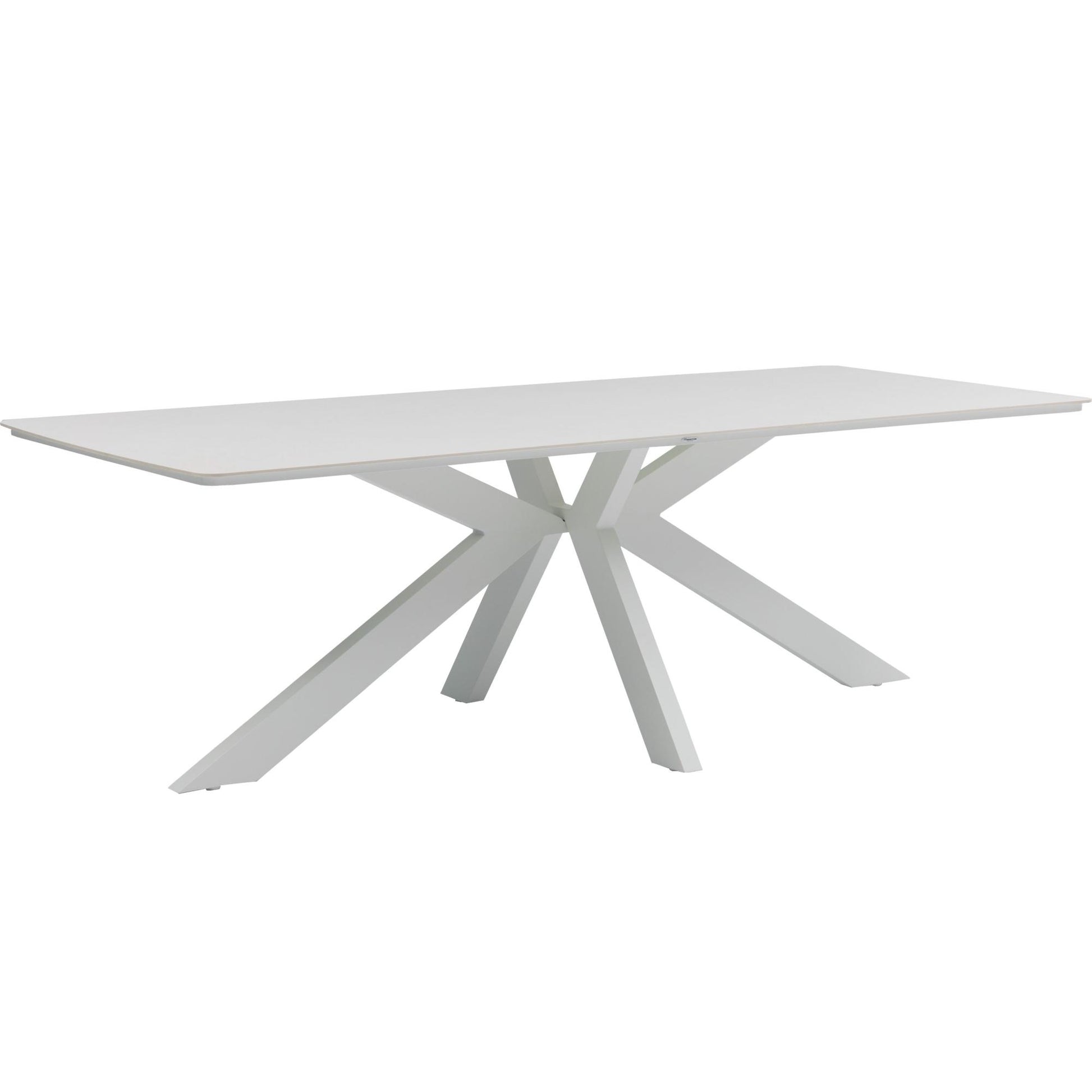 Mesa rectangular Bais 240x100 cm aluminio blanco y top cerámico beige