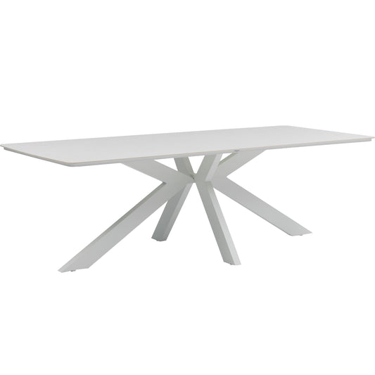Mesa rectangular Bais 240x100 cm aluminio blanco y top cerámico beige
