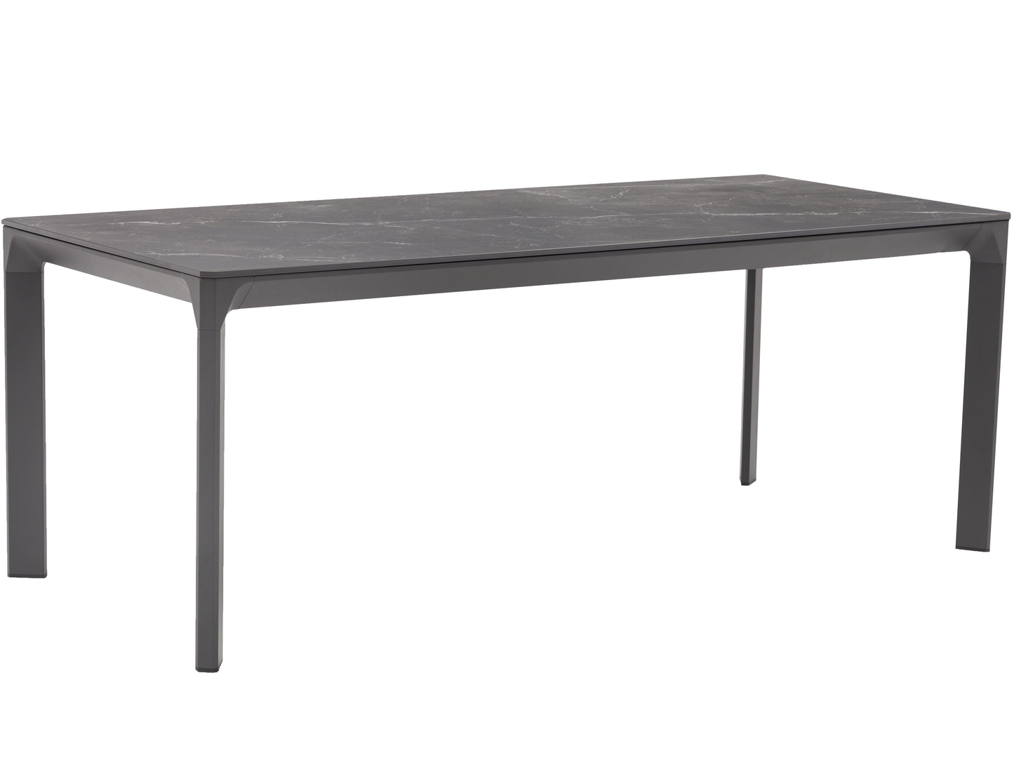 Mesa de comedor Boori 200x90 cm aluminio antracita top mesa porcelánico negro
